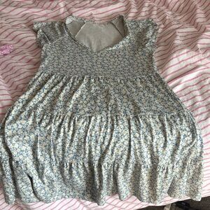 Floral Blue and White Dress